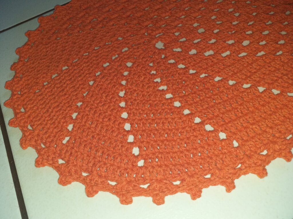 Par Tapete de Crochê Aspiral Laranja