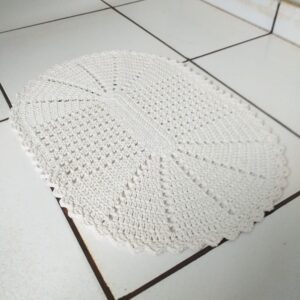 Tapete de Crochê Branco Cru
