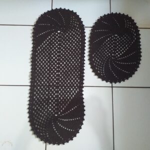 Jogo Tapete de Crochê + Passadeira Aspiral Preto