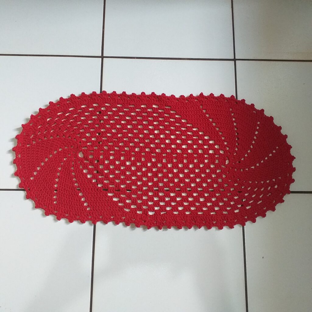 Tapete Passadeira Tapete de Crochê Aspiral Vermelho
