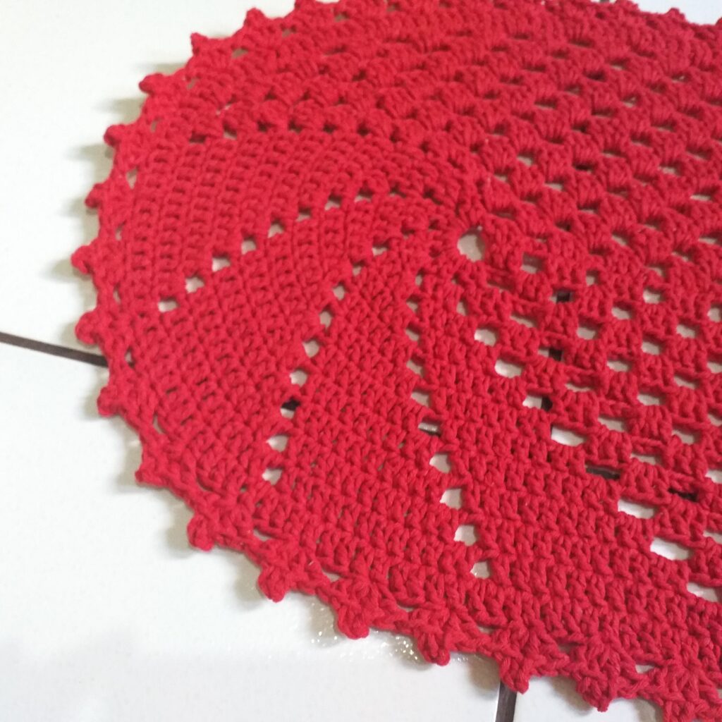 Tapete Passadeira Tapete de Crochê Aspiral Vermelho