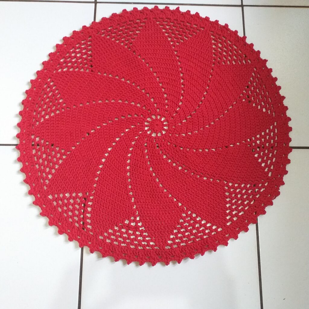 Tapete de Crochê Redondo 1 Vermelho