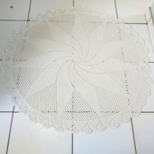Tapete de Crochê Redondo 2 Branco Cru