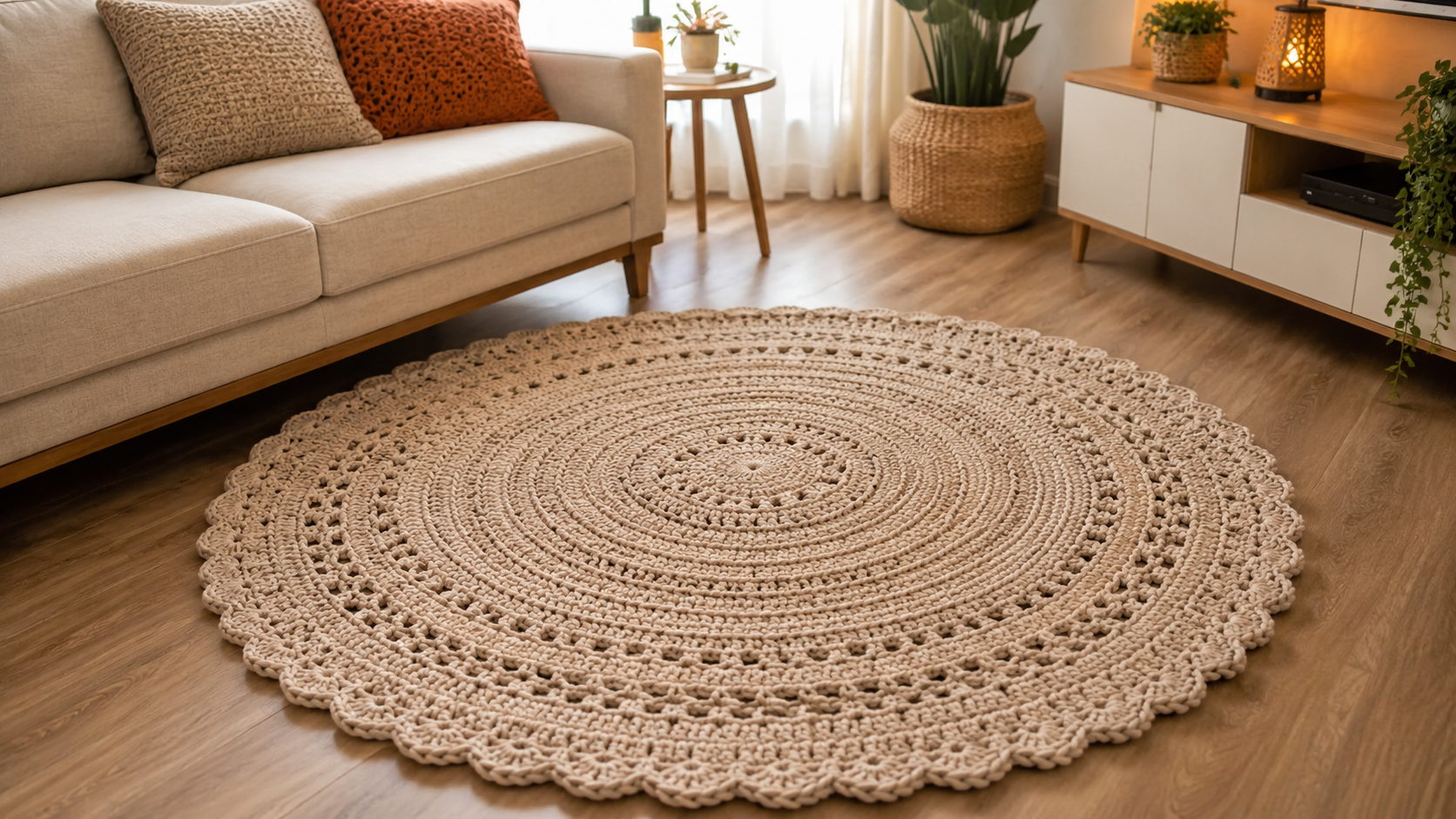 Decoração com Tapetes de Crochê em Barbante Fio 8